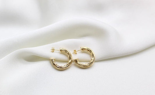 Medium Thick Hammered Hoops