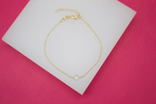 18K Gold Filled Dainty Ball Bracelet With Round