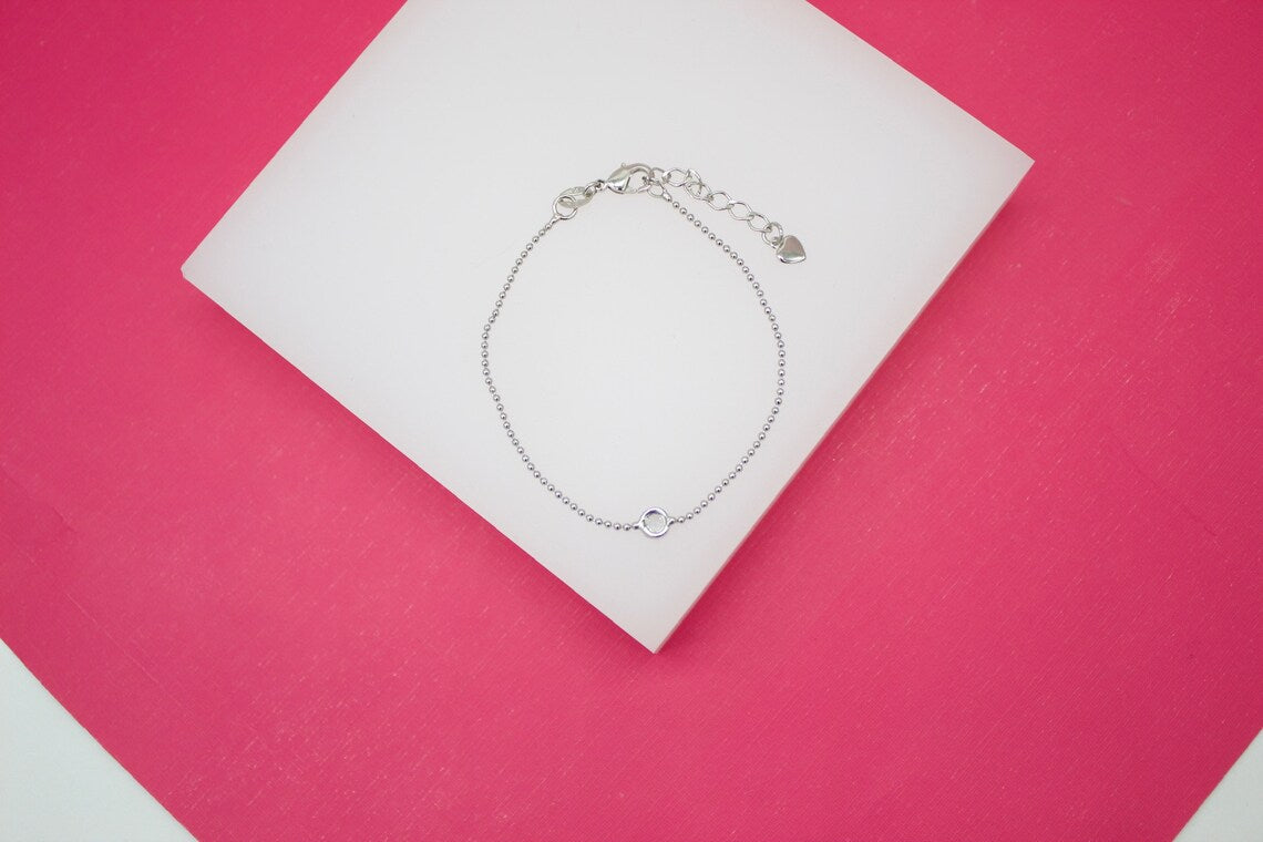 18K Gold Filled Dainty Ball Bracelet With Round