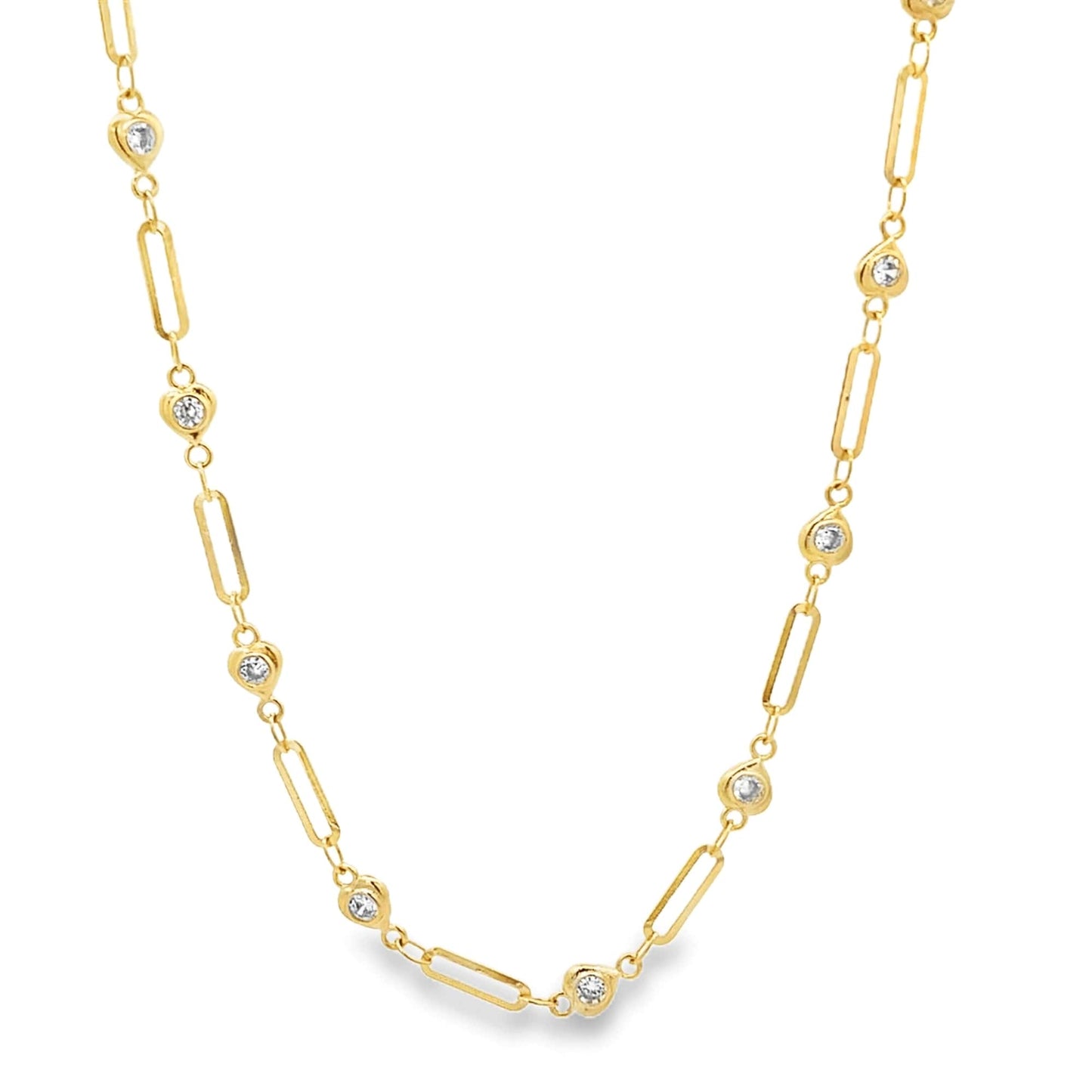 Clear CZ Heart Charm Clip Link Bracelet