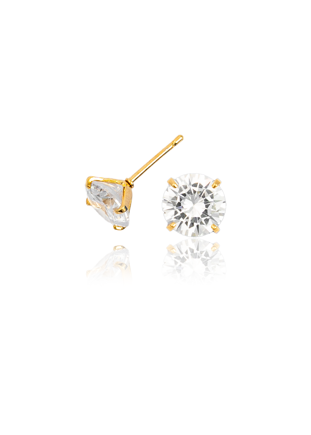 8mm Clear Round CZ Cubic Zirconia Stone Stud Earrings