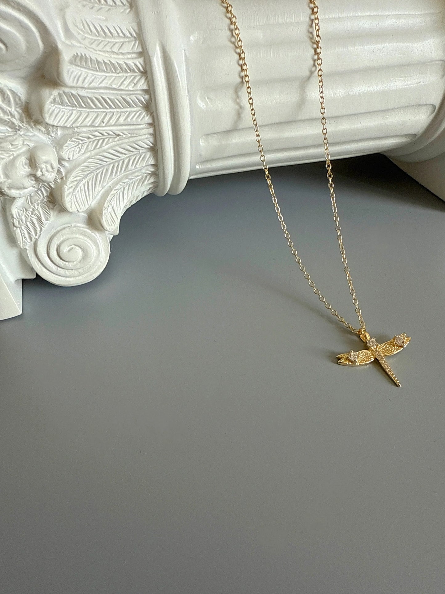 18K Gold Plated 925 Sterling Silver Elegant Dragonfly Necklace