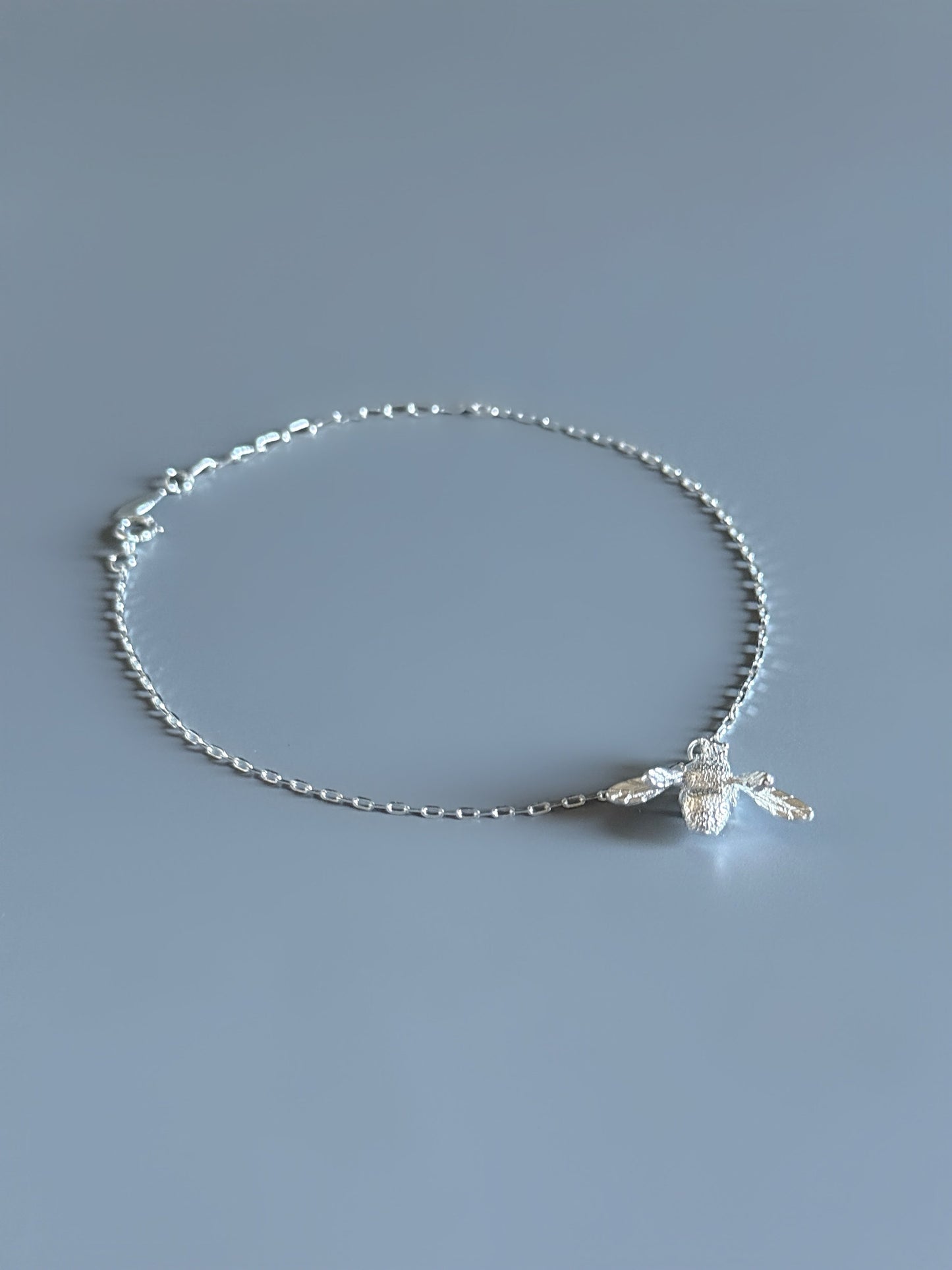925 Sterling Silver Big Bee Charm Anklet