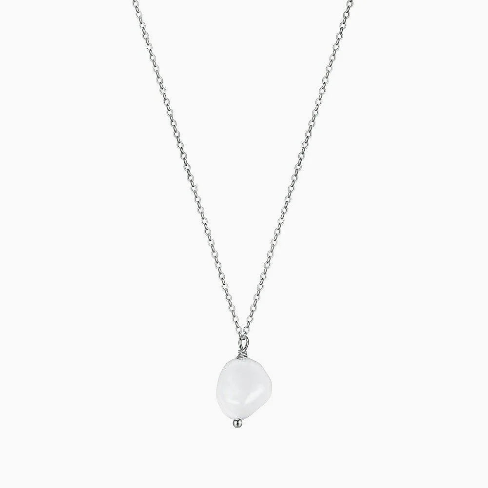 925 Sterling Silver Baroque Pearl Necklace with Cultured Freshwater Pearl