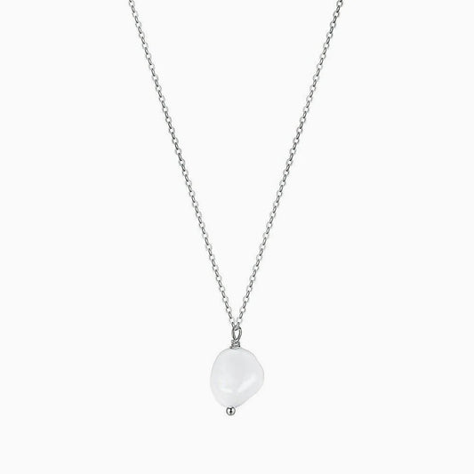 925 Sterling Silver Baroque Pearl Necklace with Cultured Freshwater Pearl