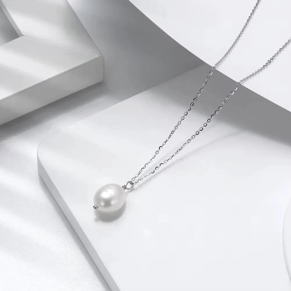 925 Sterling Silver Baroque Pearl Necklace with Cultured Freshwater Pearl