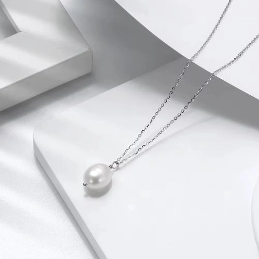 925 Sterling Silver Baroque Pearl Necklace with Cultured Freshwater Pearl