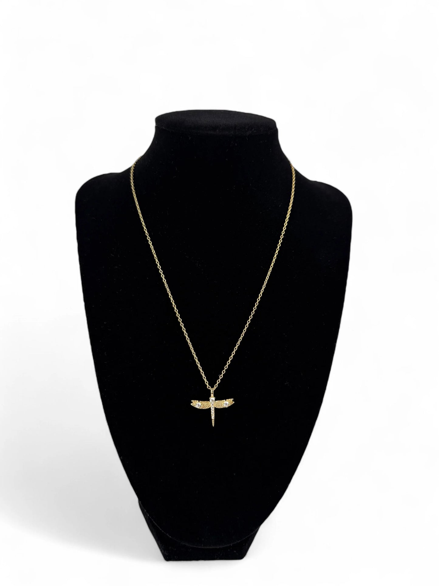 18K Gold Plated 925 Sterling Silver Elegant Dragonfly Necklace
