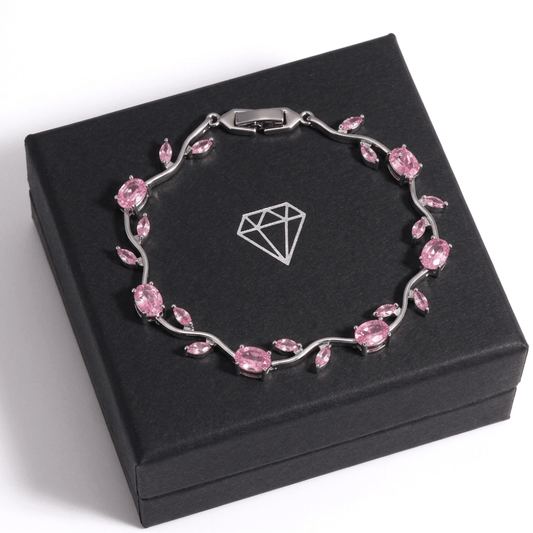 Pink Zircon Copper Bracelet – Elegant Platinum Finish Women’s Jewelry Gift