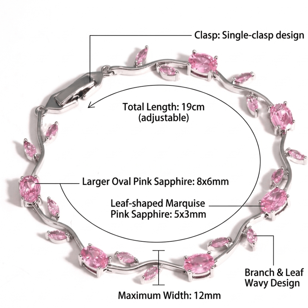 Armband aus rosa Zirkon und Kupfer – Elegantes Damenschmuckgeschenk mit Platin-Finish