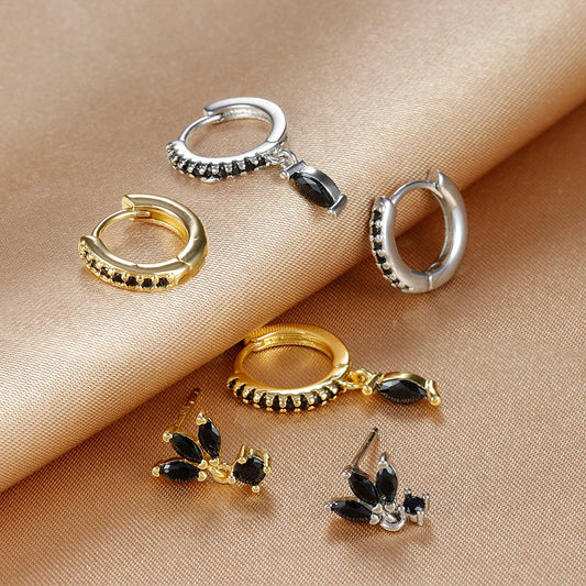 3PCS Horse Eye Zircon Stud Earrings