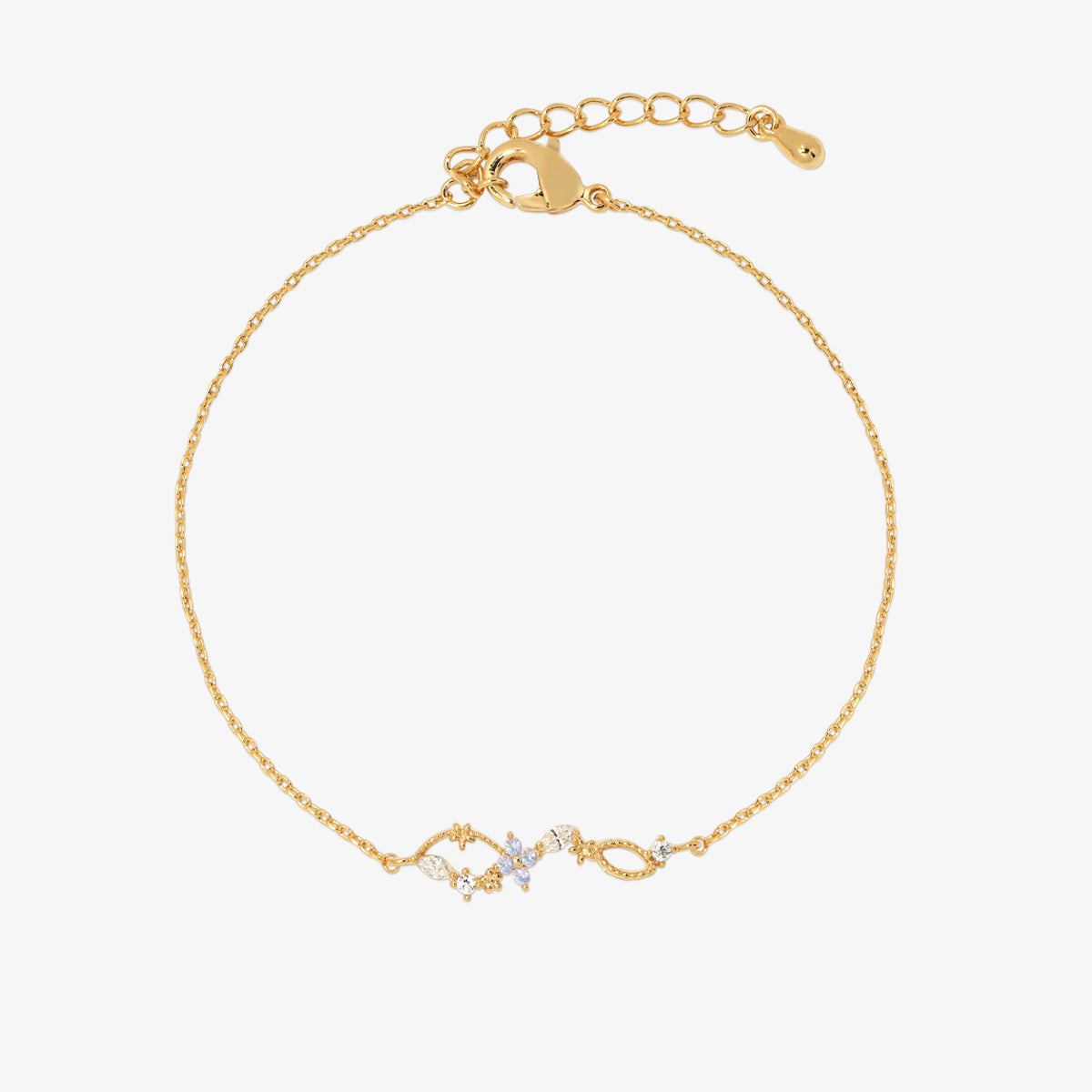 Mondstein-Gänseblümchen-Armband mit Würfel