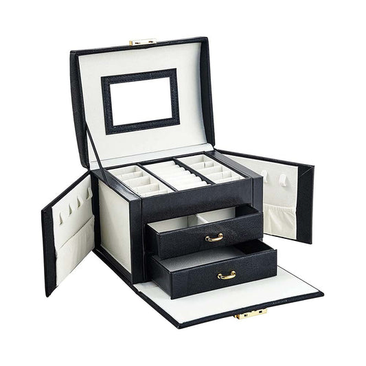 Portable Jewelry Bag with Mirror & Pull-Out Drawers