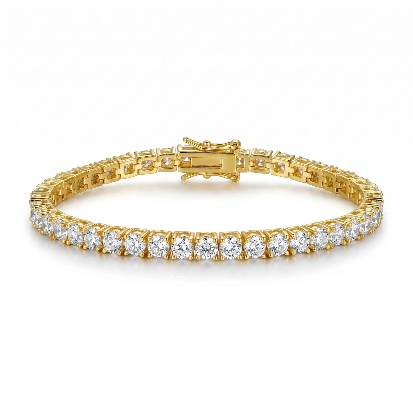 Gold plated 5 mm tennis bracelet with AAA cubic zirconia stones for women and men