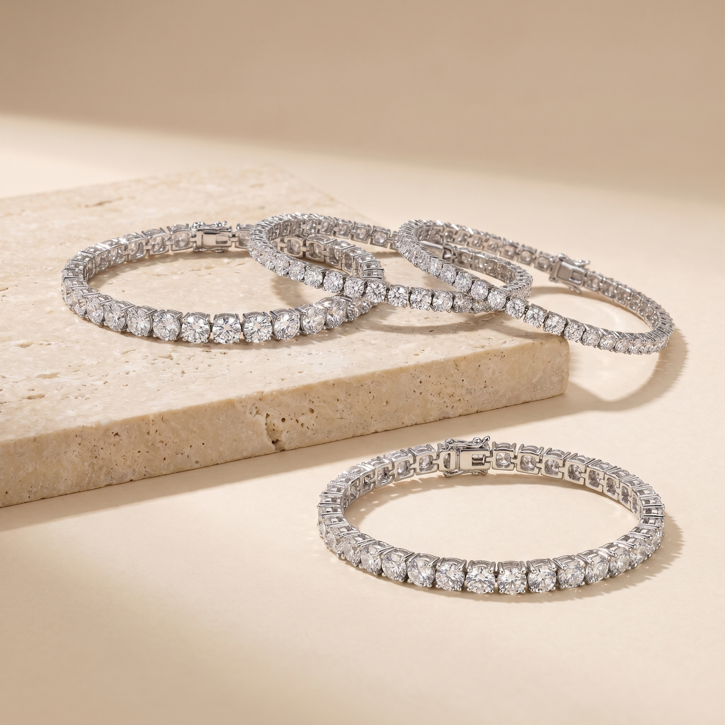 Silver plated tennis bracelet collection with sparkling cubic zirconia stones