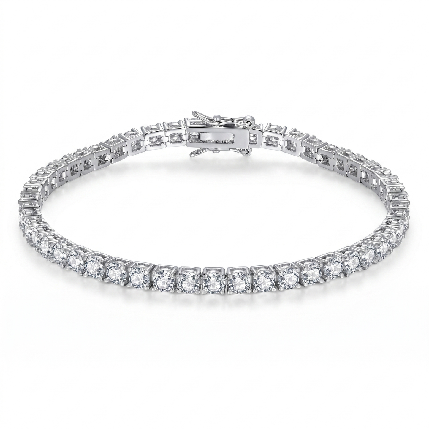 Silver plated 8 inch tennis bracelet with AAA cubic zirconia stones