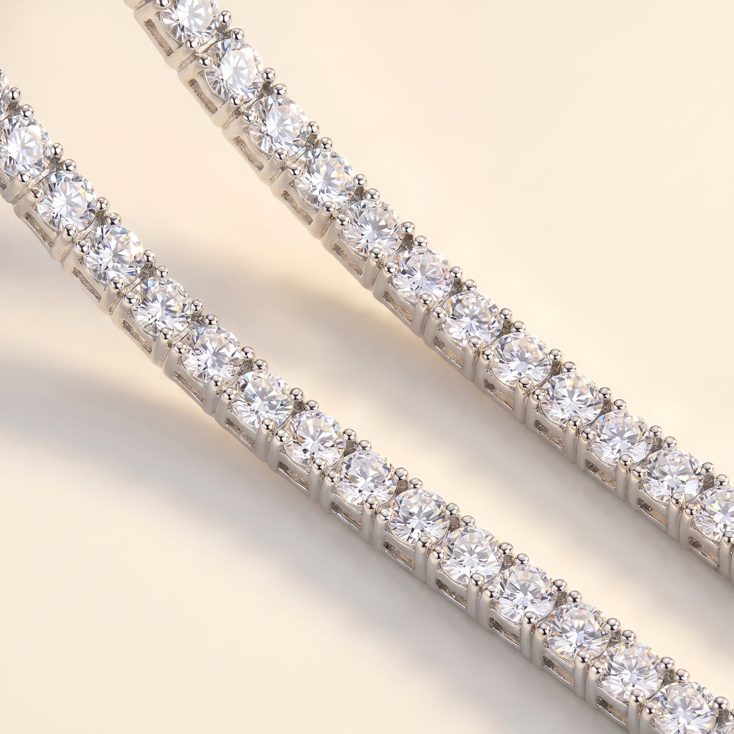 Close Up of AAAA Zirconia Tennis Earrings in 925 Sterling Silver Showing Brilliant Stone Detail